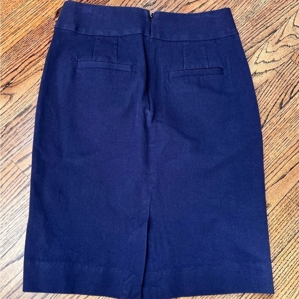 Banana Republic Pencil Skirt Sz 0 Navy Work wear Faux Pocket Academia Minimalist
